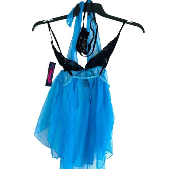 Fantasy Lingerie Lace Mesh Babydoll Set with Matching G-String - Size Medium - Picture 1 of 6